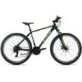 Mountainbike KS CYCLING "Morzine" Gr. 48, schwarz (schwarz, grün, schwarz), Fahrräder, 48cm, 27,5 Zoll (69,85cm), für Herren, Kettenschaltung