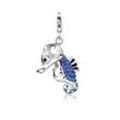 Charm-Einhänger NENALINA "Seepferdchen Kristalle Meer 925 Silber" Charms Gr. mit Steinen, silberfarben (silber, blau) Damen Charms Anhänger