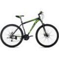 Mountainbike KS CYCLING "Catappa" Gr. 46, schwarz (schwarz, schwarz), Fahrräder, 46cm, 29 Zoll (73,66cm), für Damen und Herren, Kettenschaltung