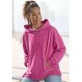 Kapuzensweatshirt ELBSAND "Lioba" Gr. L (40), pink, Damen, angeraute Sweatware, Obermaterial: 95% Baumwolle, 5% Elasthan, unifarben, Sweatshirts, im Oversize-Fit, Hoodie mit Tasche und Logodruck vorne