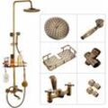 Suguword - Duscharmatur Regendusche Duschbrause Duschsystem 8 Zoll Kopfbrause Handbrause und Badewanne Gold Duschset Höhenverstellbar 80120cm