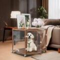 Hundebox für Zuhause Transparent Hundekäfig Wohnung Hundehütte indoor für kleine Hunde Welpen aus gehärtetes Glas und stabil Aluminiumrahmen, m: