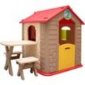 Kinder Spielhaus ab 1 - Garten Kinderhaus mit Tisch - Indoor Kinderspielhaus - braun