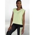 LASCANA ACTIVE 2-in-1-Shirt matcha Gr. XS (32/34) für Damen. Rundhals und Logodruck. Bequem