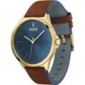 Quarzuhr HUGO "SMASH, 1530134" Armbanduhren blau (braun) Herren Hochzeitsmode Armbanduhr, Herrenuhr, Mineralglas, anlog