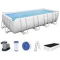 Bestway - Power Steel™ Frame Pool Komplett-Set mit Filterpumpe 549 x 274 x 122 cm , lichtgrau, eckig - Grau