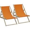 2er Set Liegestuhl Doppelpack Strandliege Liege Stuhl Strand Sonnenliege Gartenliege Klappstuhl Orange