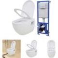 Hänge-Toilette mit Einbau-Spülkasten Keramik Weiß - Toiletten - Weiß - The Living Store