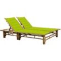 2-Personen-Sonnenliege Gartenliege Liegestuhl - mit Auflagen Bambus BV506010 - BonneVie