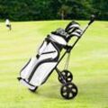 2-Rad Golftrolley klappbar, Golfwagen mit Anzeigetafel, Schiebewagen Metallrahmen, Golf Push Cart, Golfcaddy schwarz - Costway