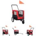 2-in-1 Fahrradanhänger für Hunde und Buggy Rot und Schwarz - Pet-Stroller - Rot - The Living Store