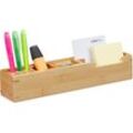 Schreibtisch Organizer Bambus, 11 Fächer Aufbewahrungsbox, Büro Organizer HxBxT: 6 x 32 x 7 cm, natur - Relaxdays