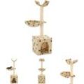 The Living Store Katzen-Kratzbaum mit Sisal-Säulen 105 cm Beige Pfoten-Aufdruck - Kratzbäume - Beige