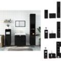 Vidaxl - Badezimmermöbel-Sets - Living 3-tlg. Badmöbel-Set Schwarz Holzwerkstoff - Schwarz