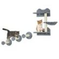 Katzen Kletterwand, 4-teilig, Kletterwand Set, Katzenkletterwand, Grau