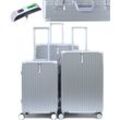 KESSMANN Kofferset Aluminium Kofferset klein M mittel L groß XL + Digitale Kofferwaage, 4 Rollen, (Koffer-Set, 3 tlg., 360° Rollen Leichtgewicht Rollkoffer Reisen Urlaub Reisekoffer Set), Trolley Gepäckset Hartschalenkoffer Urlaubskoffer Handgepäck Organizer, grau