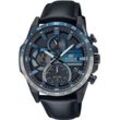 Solaruhr CASIO EDIFICE, schwarz, Armbanduhren, Herren Quarzuhr, Armbanduhr, Herrenuhr, Neo-Display, Lederarmband