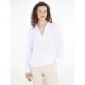 Tommy Hilfiger Langarmbluse VISCOSE CREPE V-NECK BLOUSE in Unifarbe, weiß