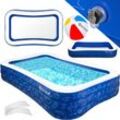 Aufblasbarer Pool Familienpool für Kinder und Erwachsene Planschbecken Kinderfreundlich mit Entwässerungslöcher Blau, 2.4 Meter - Kesser