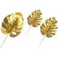 Generic 5 Stücke Simulation Goldene Blätter Künstliche Palme Pflanzen Blätter Golden Künstliche Blätter für DIY Hochzeit Party Dekor Tropische