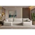 Ecksofa mit schlaffunktion und bettkasten, Sofa U-form, Couch U-form CAPRI Poso Ecru