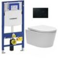 Geberit - Pack wc Vorwandelement + sat spülrandlos wc unsichtbarer Befestigung + WC-Deckel Softclose + Schwarze Platte