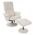 Relaxsessel Stockholm, Fernsehsessel Relaxliege TV-Sessel mit Hocker Kunstleder, creme