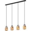 Led Hängelampe Ayles, 4-flammige Pendelleuchte Esstisch, natürliche Esszimmerlampe aus Holz in Natur und Metall in Schwarz, FSCM70HB, Hängeleuchte