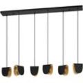 Eglo - Hängelampe Serenara, Pendelleuchte Esstisch 6-flammig, Esszimmerlampe aus Metall in Schwarz und Gold, Hängeleuchte mit E27 Fassung, l 138 cm