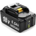 Pdstation - 5500mAh BL1860B 18V Ersatzakku Li-ion Akku für Makita Kompatibel mit Makita 18 Volt Akku mit LED-Anzeige BL1860 BL1850B BL1840B BL1830B