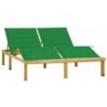 Maisonchic - Doppel-Sonnenliege,Liegestühle,Gartenliege mit Grünen Auflagen Kiefer Imprägniert VEIN241689