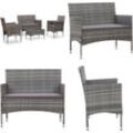 Vidaxl - 4-tlg. Garten-Lounge-Set mit Auflagen Poly Rattan Grau - Garten-Sofagarnitur - Garten-Sofagarnituren - Home & Living - Grau