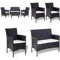 Vidaxl - 4-tlg. Garten-Lounge-Set mit Auflagen Poly Rattan Schwarz - Garten-Sofagarnitur - Garten-Sofagarnituren - Home & Living - Schwarz