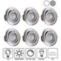 Einbaustrahler 6er Set led Flach 68mm Dimmbar Schwenkbar Warmweiß 3000K Rund 230V Spots Deckenspots Einbauleuchten Deckenstrahler Lampe Nickel