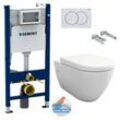 Geberit Pack WC-Pack Vorwandelement Duofix + Livea Bello Wand-WC ohne Spülrand + Softclose-Sitz + Weiße Betätigungsplatte