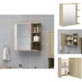 Badezimmerwaschtische - Living Bad-Spiegelschrank Sonoma-Eiche 62,5x20,5x64 cm Holzwerkstoff - Braun