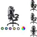 Bürostühle - Living Gaming-Stuhl mit rgb LED-Leuchten Weiß und Schwarz Kunstleder - Weiß