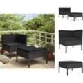 Gartenmöbel-Sets - Living 2-tlg. Garten-Lounge-Set mit Auflagen Poly Rattan Schwarz - Schwarz