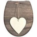 Wc Sitz wood heart, Duroplast Toilettendeckel mit Absenkautomatik und Schnellverschluss, Klobrille, Toilettensitz - Motiv