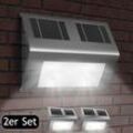 Monzana® led Solarlampe Außen 2er Set Wasserdicht IP65 Edelstahl Dämmerungssensor Wandleuchte Solarleuchte Außenbeleuchtung