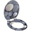 Mdf wc Sitz grey stones, Toilettendeckel mit Absenkautomatik Motiv, Klobrille mit Holzkern, Toilettensitz, wc Deckel - Motiv