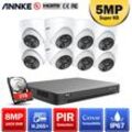 Annke 16CH 5MP Super hd Videosicherheitssystem H.265+ 8MP dvr mit 8PCS 5MP wetterfesten Überwachungskameras Kits PIR-Erkennung - mit 3TB Festplatte