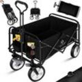 Bollerwagen faltbar Handwagen Transportkarre Gerätewagen inkl. 2 Netztaschen & Cover klappbar PVC-Reifen bis 80 kg Tragkraft Schwarz - Kesser