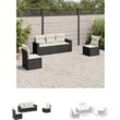 The Living Store - 5-tlg. Garten-Sofagarnitur mit Kissen Schwarz Poly Rattan - Gartensofaelemente - Schwarz