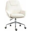 Vinsetto - Bürostuhl, höhenverstellbarer Schreibtischstuhl mit Rollen, ergonomischer Drehstuhl mit Samt-Optik, für Arbeitszimmer, Creme, 65 x 66 x