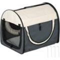 Pawhut - Hundebox faltbare Hundetransportbox Transportbox für Haustier Katzen Dunkelgrau 61 x 46 x 51 cm - Dunkelgrau