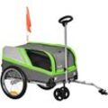 Pawhut - 2-in-1 Hundeanhänger Trolley für Haustier Fahrradanhänger Hundetransporter Hundefahrrad Anhänger Haustierwagen atmungsaktiv Metall