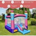 Château Gonflable pour Enfants avec Trampoline Toboggan Panier de Basket-ball Sac Transport,Kit de Réparation avec Gonfleur 680W - Costway