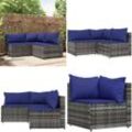 3-tlg. Garten-Lounge-Set mit Kissen Grau Poly Rattan - Garten Lounge Set - Garten Lounge Sets - Home & Living - Grau