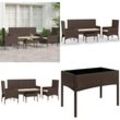 4-tlg. Garten-Lounge-Set mit Kissen Braun Poly Rattan - Garten Lounge Set - Garten Lounge Sets - Home & Living - Braun